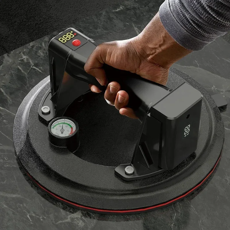 9 Inch Electric Vacuum Suction Cup with Smart Pressure Gauge 240Kg Bearing Capacity Automatic Powerful Ceramic Tile Glass Lifter