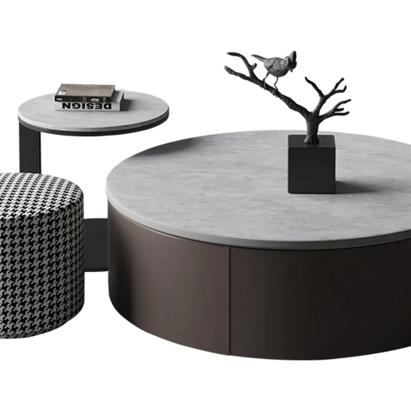 Rock Slab Round Coffee Table For Home Use Small Apartment Various Sizes Nordic Marble Extendable TV Set Stand Quelques Furniture