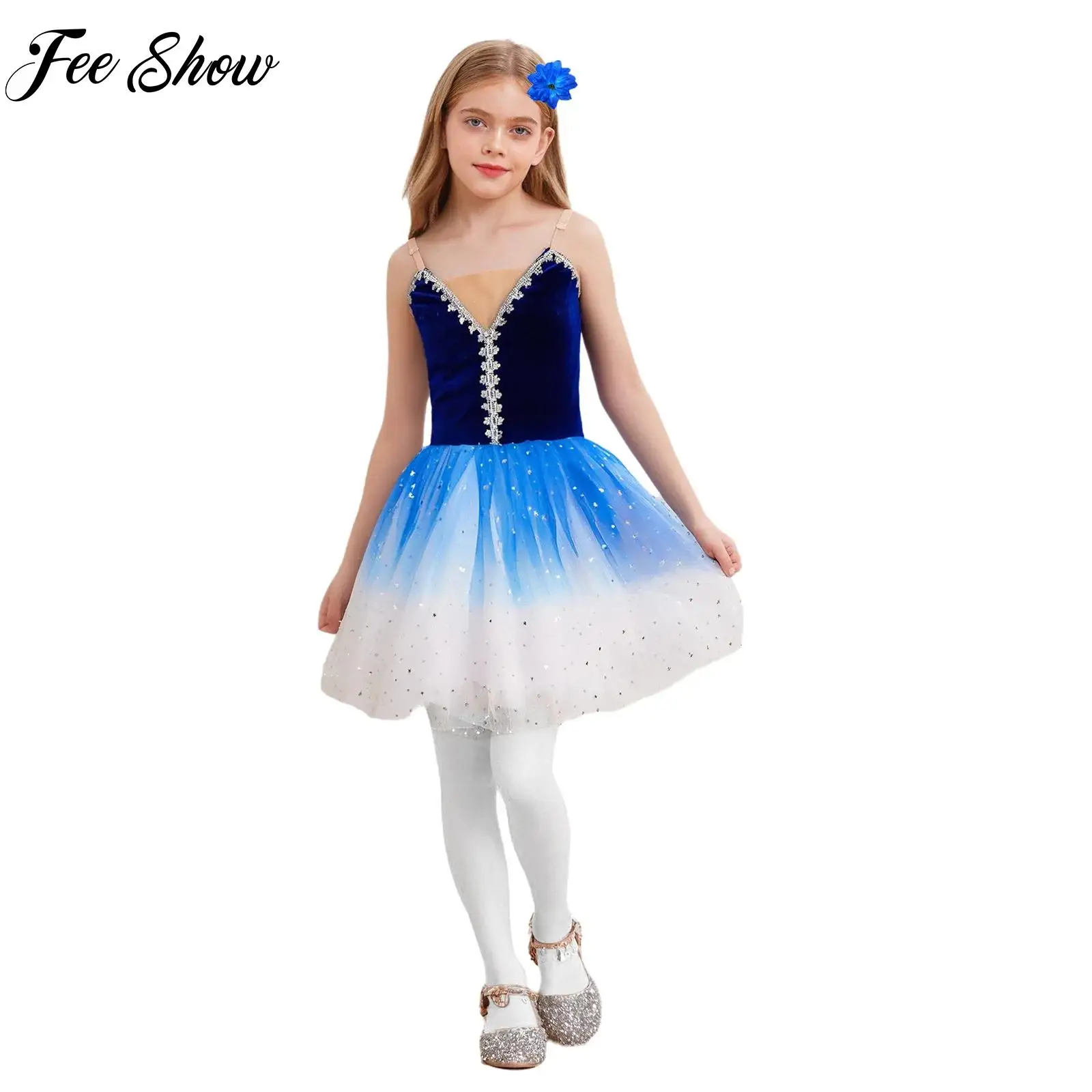 

Kids Ballet Dress Fashion Colors Girls Child Star Sequined Princess Dress Ballet Tutu Dance Clothes Performance Dancewear Outfit