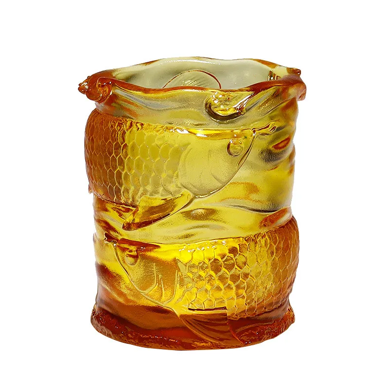 

Golden Arowana Pen Holder Office Study Desktop Decoration Ornament Send Friends Crafts Birthday Gifts