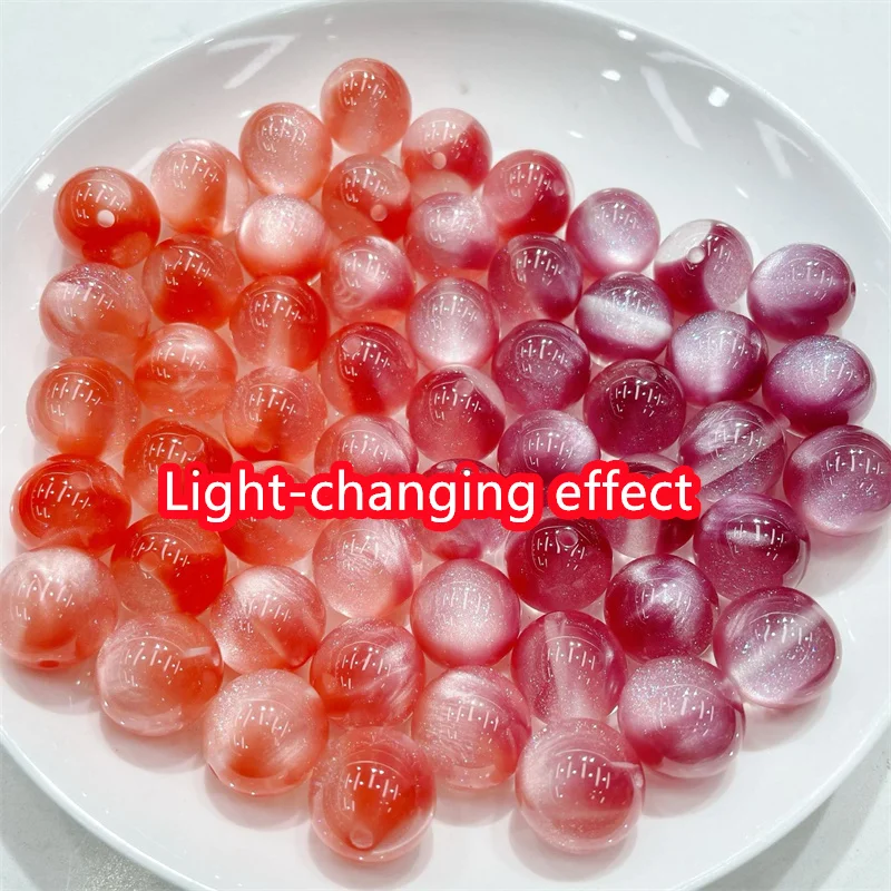 

2026 New 100pcs/lot 16mm color Light-changing effect print geometry rounds shape resin beads diy jewelry garment hair accessory