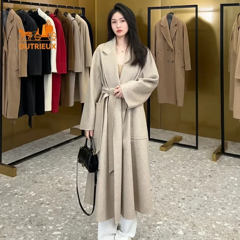 

24 New Cashmere Coat Women,Luxury Water Ripple Double-sided 100% Cashmere Coat Jacket for Women,Winter Women Long Cashmere Coat