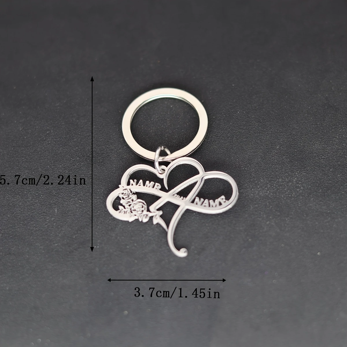 Custom Infinity Heart Metal Key Chain, Personalized Gift
