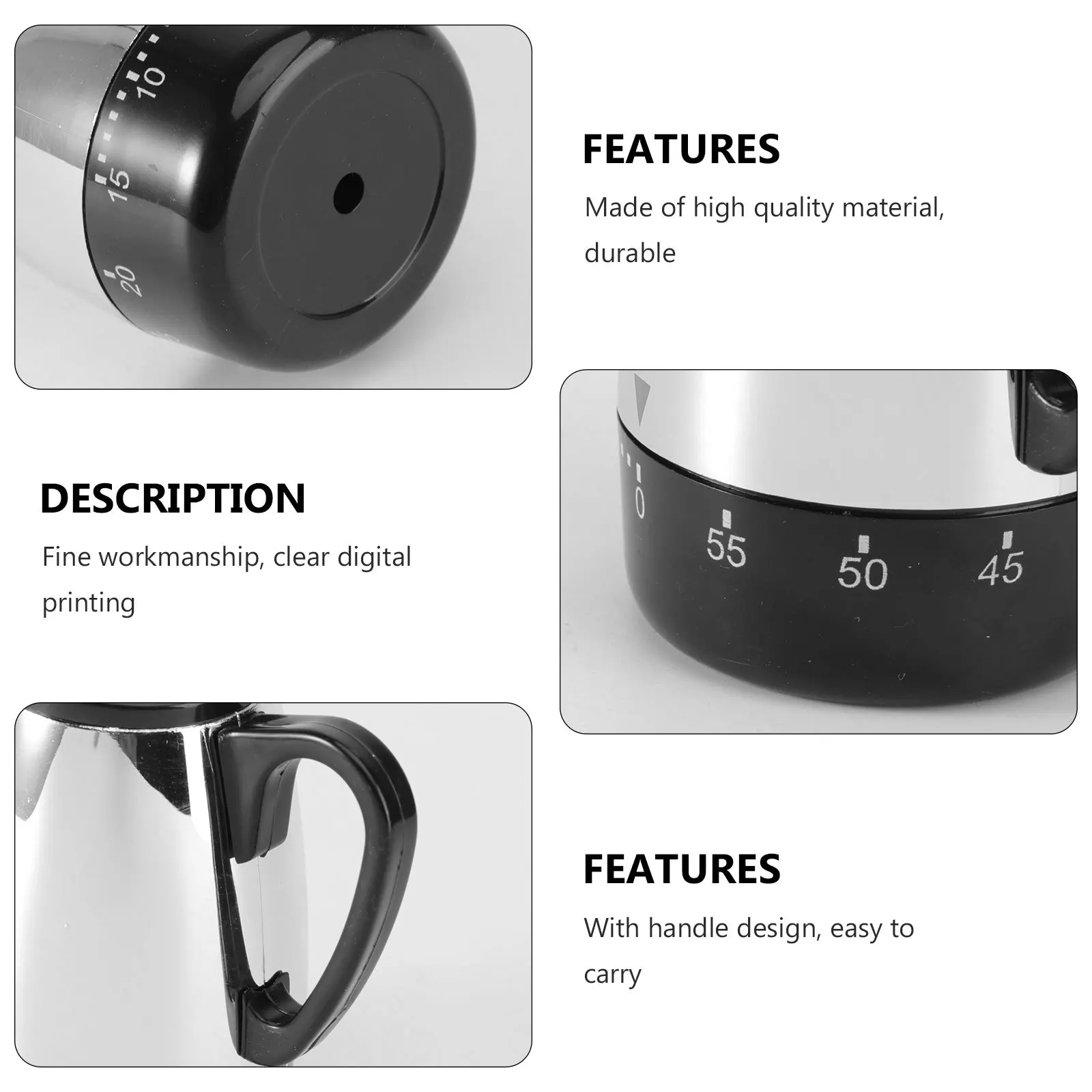 

Kettle Pattern Mechanical Timer Plastic Metal Easy Use Kitchen Baking Learning Countdown Time Reminder for All Ages