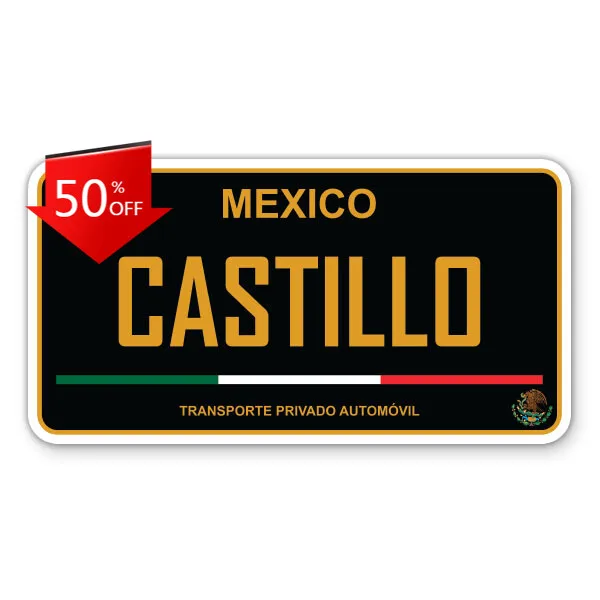 Castillo Mexican License Plate Trendy Car Window Boat Walls Gift Funny Unique Vintage Retro Cute