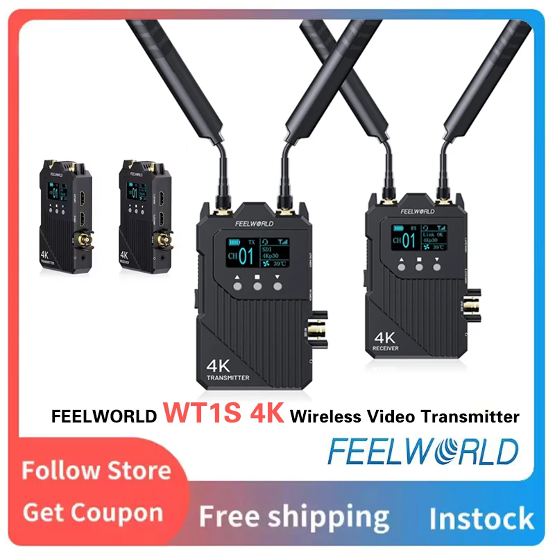 FEELWORLD WT1S WT1S 4K Беспроводной видеопередатчик SDI с двойным HD-входом, полнодуплексный интерком, инструмент для передачи видео на большие расстояния