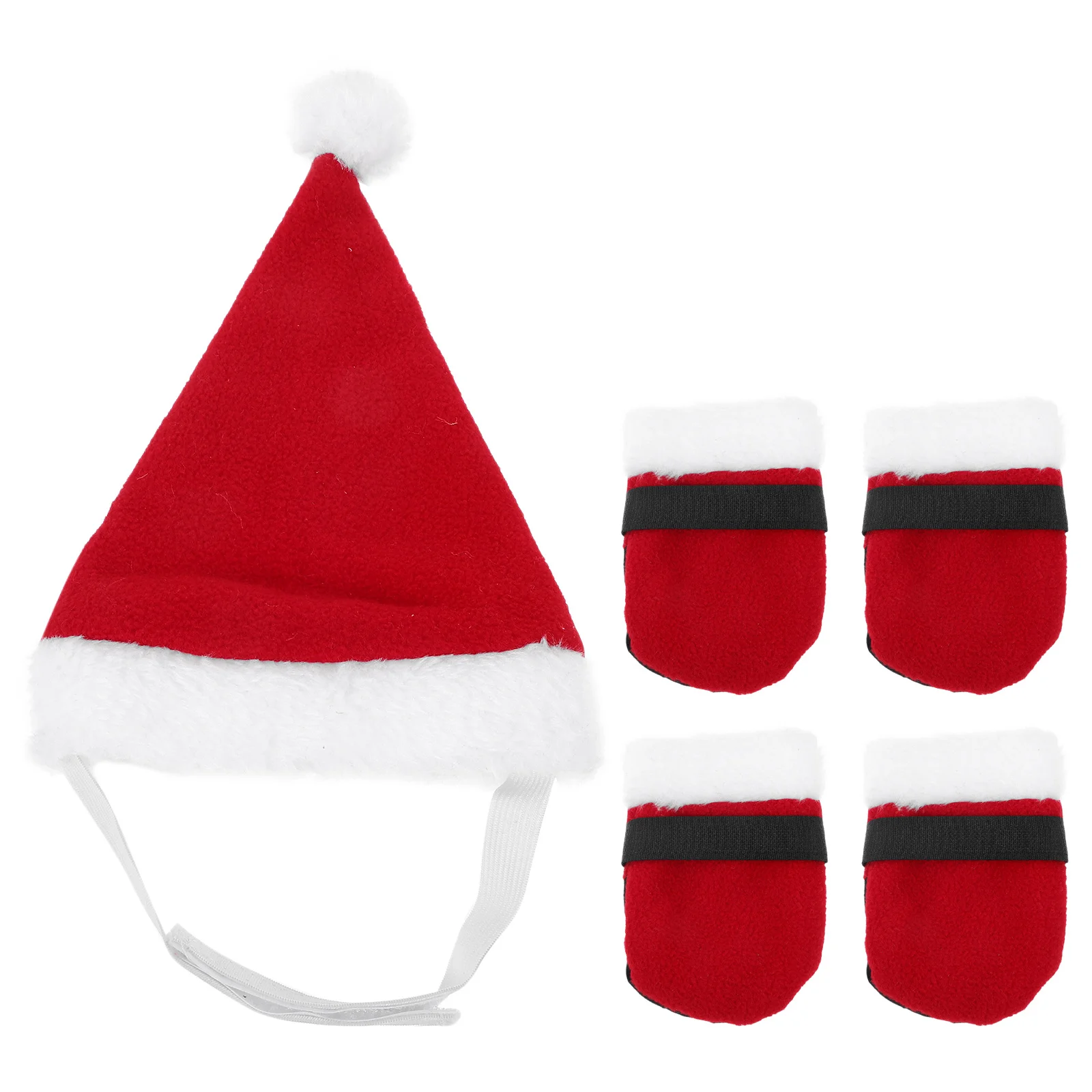 

1Set Pet Santa Claus Christmas Hat Socks Red White Cosplay Costume Small Pet Party Supplies Xmas Cosplay Cap Mini Cat Headdress