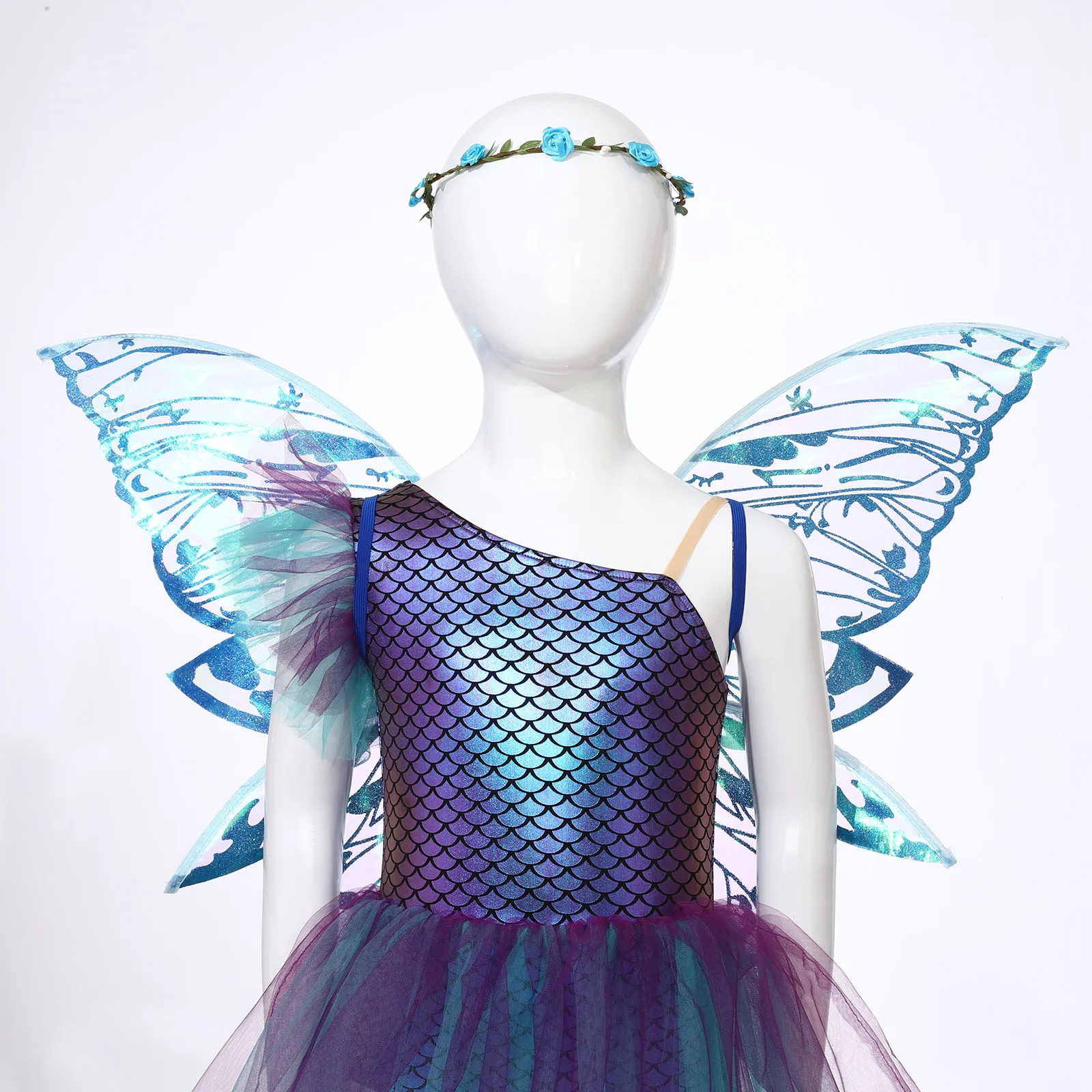 Girls Women Butterfly Fairy Elf Costume Wing Princess Angel Wing Ears Star Fairy Stick Garland for Halloween Cosplay Party Props