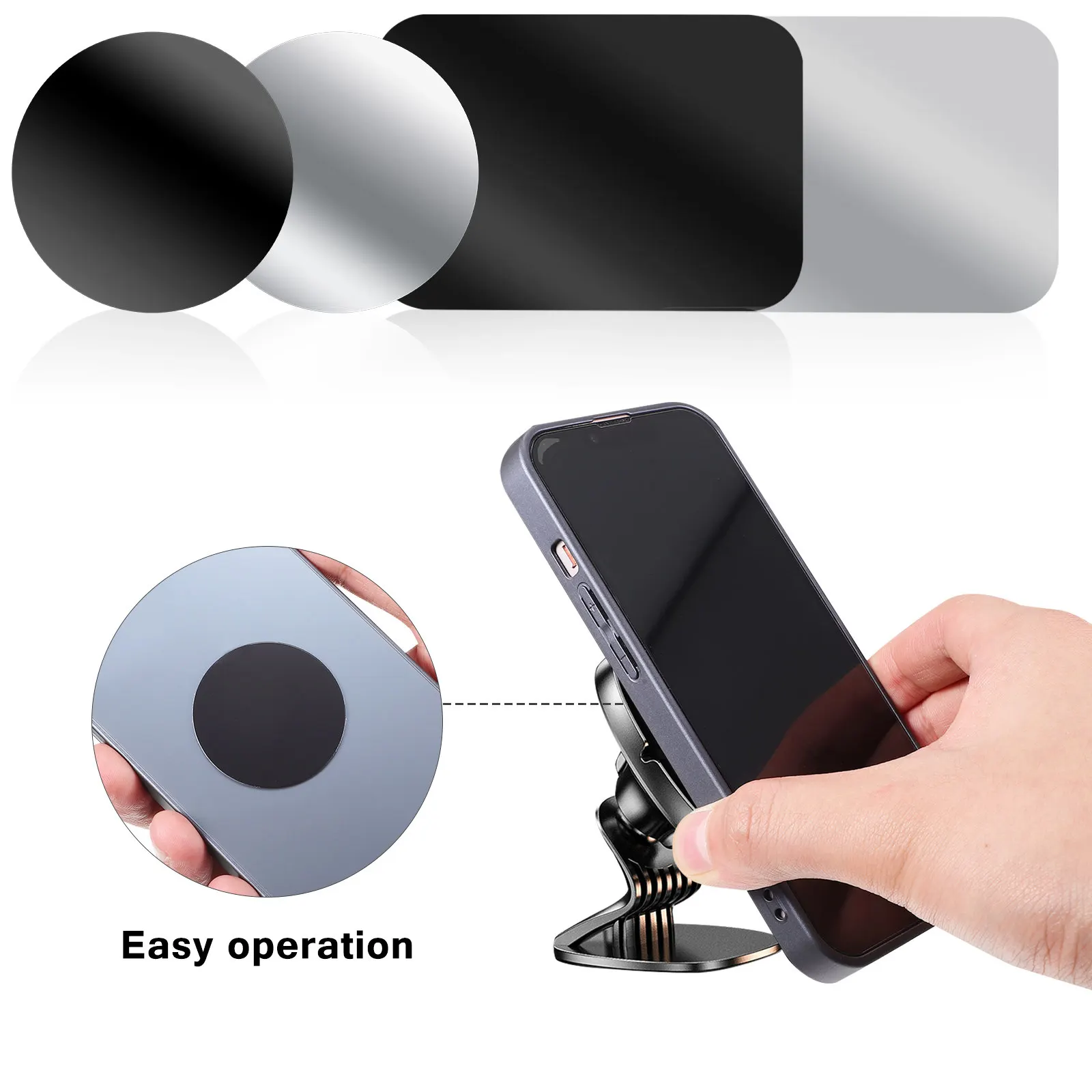 12Pcs Metal Plates Round Rectangle Adhesive Universal Phone Holder Plate for Car Mount Mobile Device Support Metal Plate