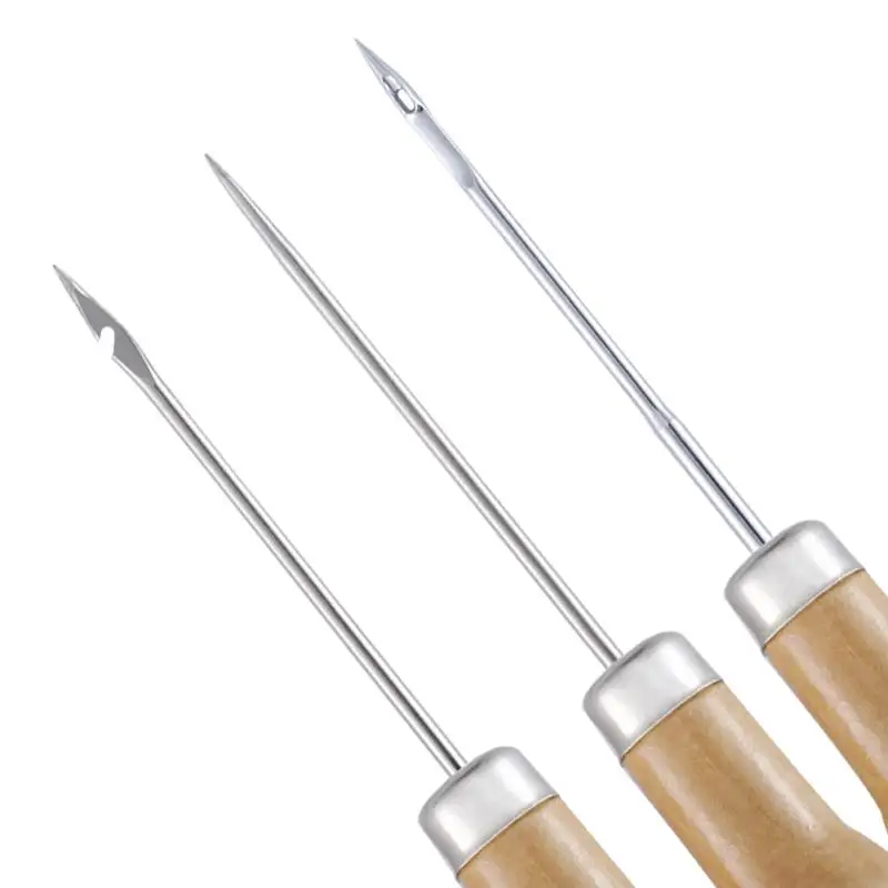 G92C Professional Sewing Tailors Awl Solid Wooden Handle for Sharp Tip Awl Tools Bobbler Scratch Awl para ponto couro