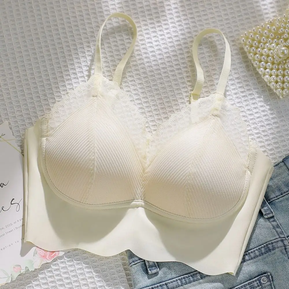 

Mesh Thin Lace Seamless Bra Shockproof Anti-sagging Wireless Deep V Bras Gathered Breasts Lingerie Underwear for Women Gifts