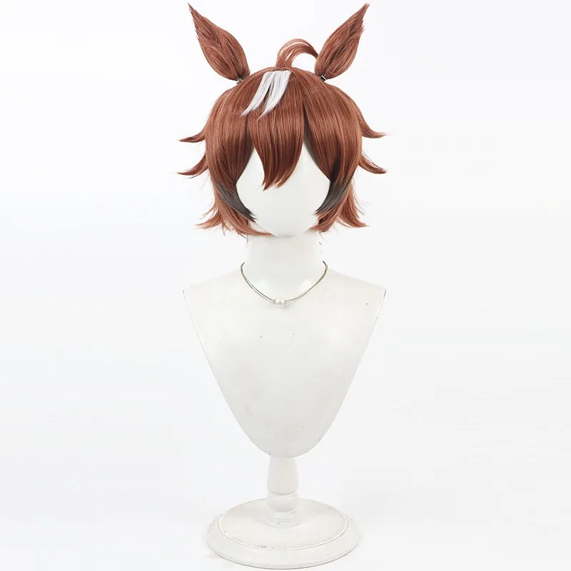 Parrucca cosplay Anime Pretty Derby Shinko Windy Puntelli per feste di carnevale di Halloween Fibra sintetica resistente al calore + cappuccio per parrucca