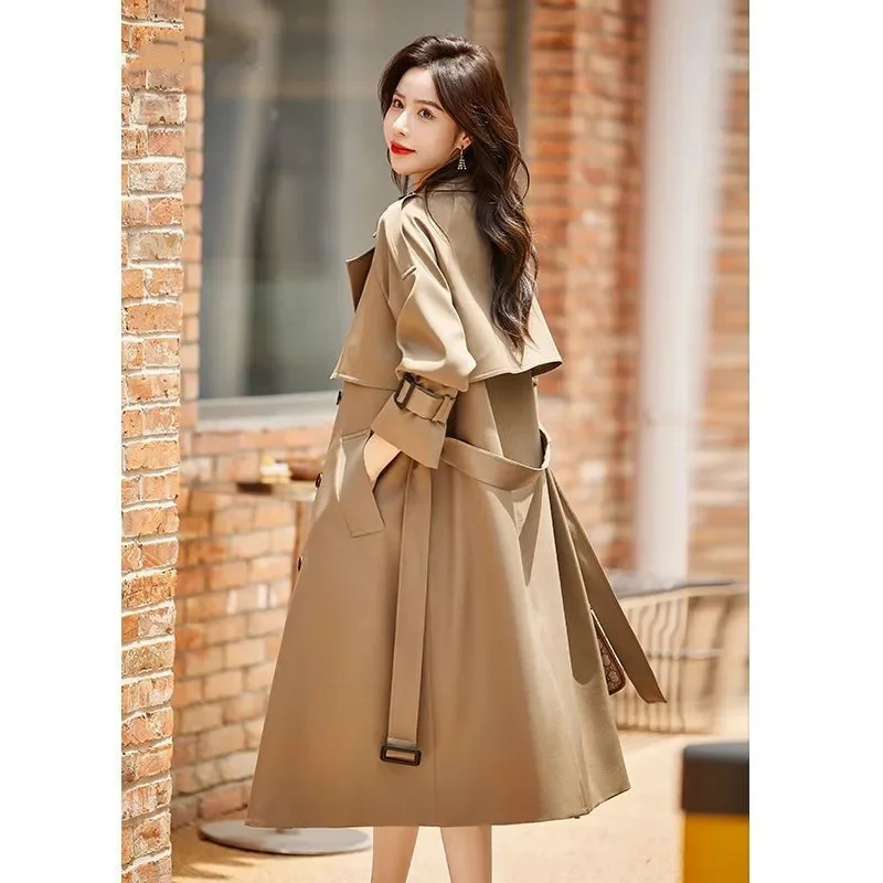 Trench Coat Fashion Outwear Women New Spring Autumn 2025 High Quality Windbreaker Jacket Female Mid-Length Outcoat Tops Ladies