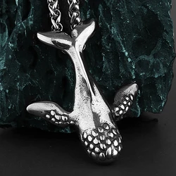 Retro Handsome 3D Three-dimensional Large Whale Pendant Unisex Fashion 316L Stainless Steel Pendant Necklace Gift Jewelry