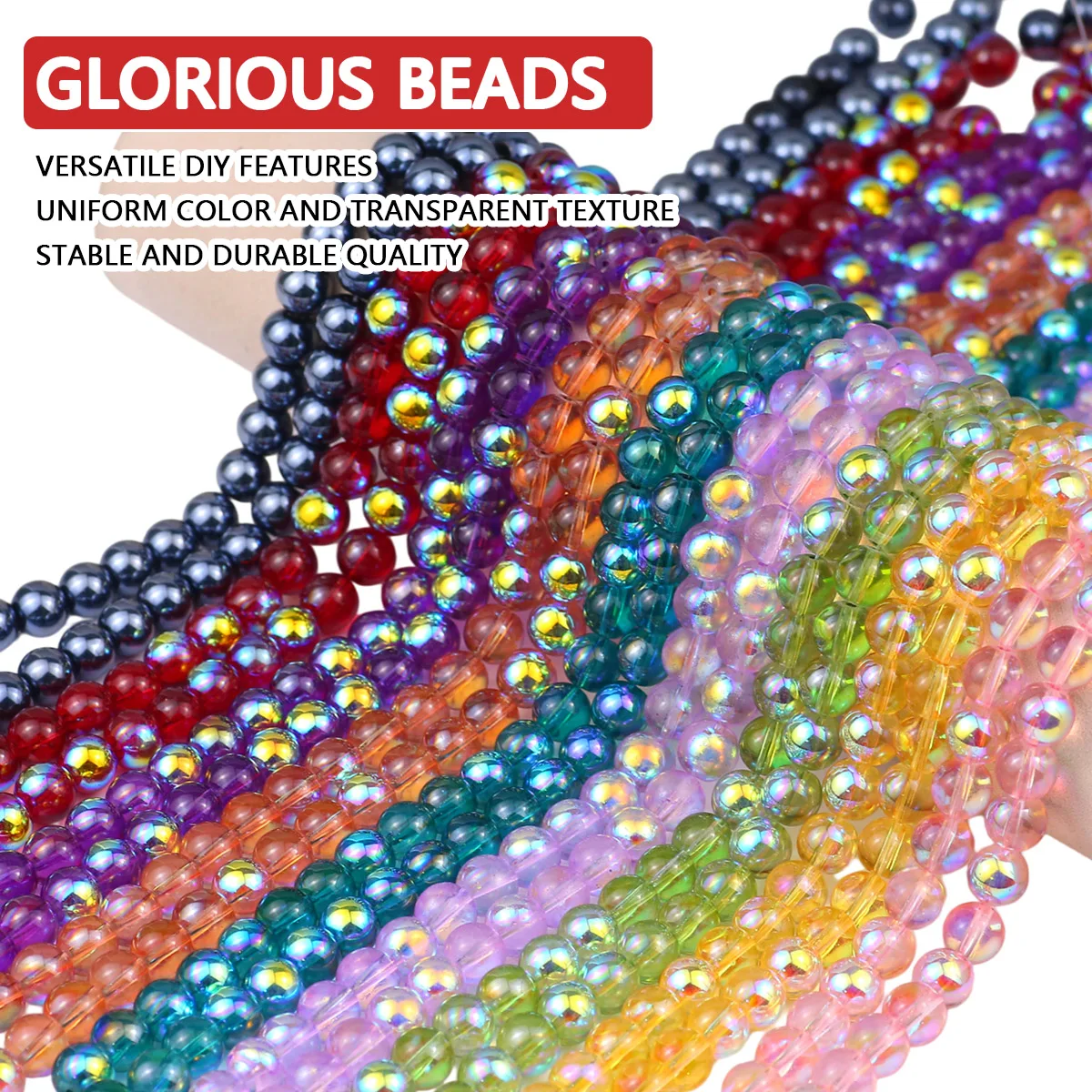 

1 Strands 10MM AB Colorful Round Beads Spacer Beads for Jewelry Bracelets Necklace Keychain Making DIY Accessories Wholesale