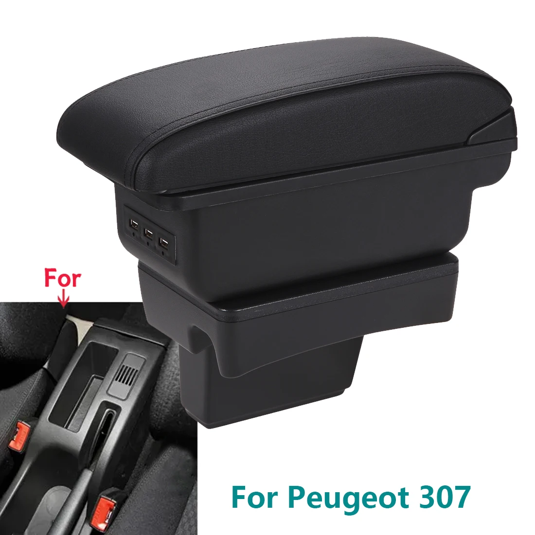 Do Peugeot 307 Podłokietnik Do Peugeot 307 CC Kabriolet Podłokietnik samochodowy Schowek Wnętrze Modernizacja Dedykowane akcesoria samochodowe