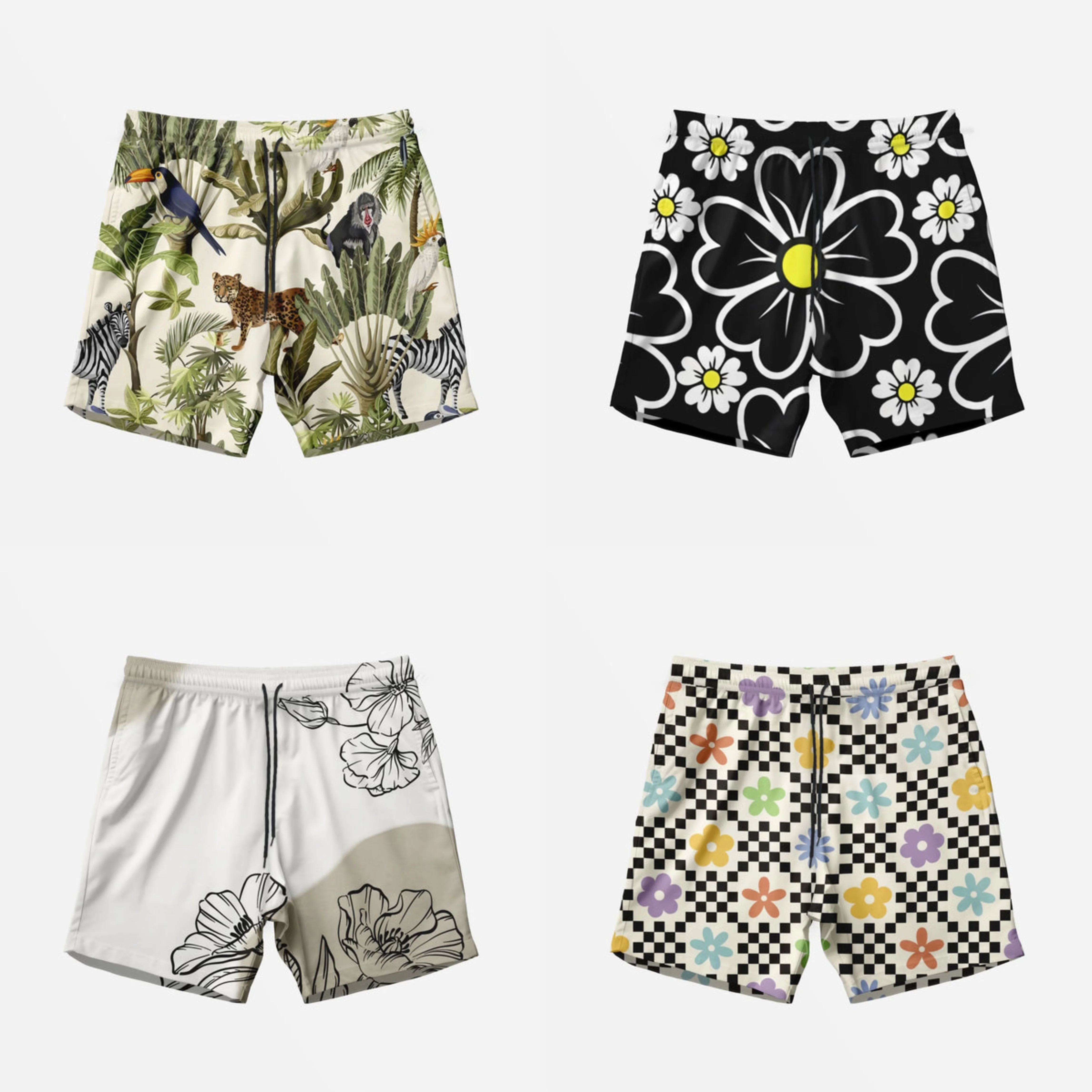 

Мужские гавайские плавки, модные пляжные шорты с 3D цветочным принтом, уличные быстросохнущие классические спортивные свободные мужские шорты