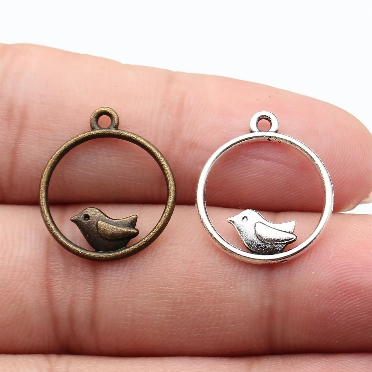 WYSIWYG 10pcs 18x20mm 2 Colors Antique Bronze Color Antique Silver Color Bird Charms For DIY Jewelry Making