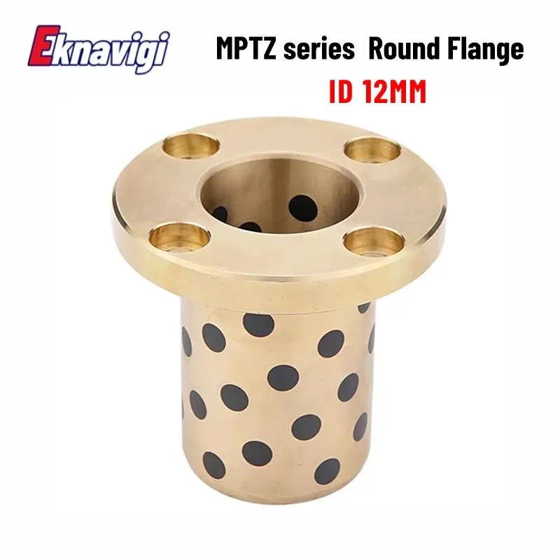 

1PCS MPTZ Series ID12MM Round Flange Graphite Copper Sleeve Self-lubricating Bearing Oil-free Bushing Wear Resistance