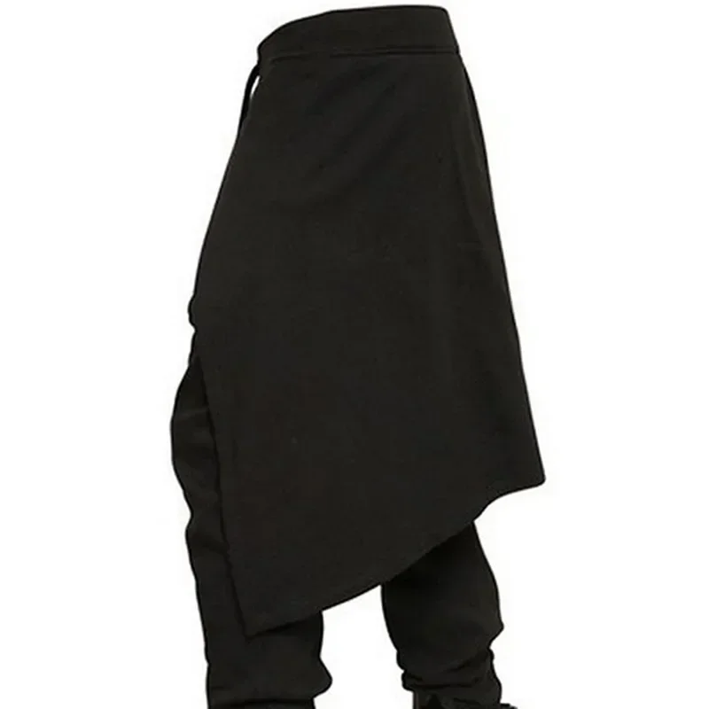 Costume da pantalone nero Steampunk medievale per uomo pantaloni larghi impiombati in stile occidentale Cosplay di scena pantaloni di moda gotici di Halloween