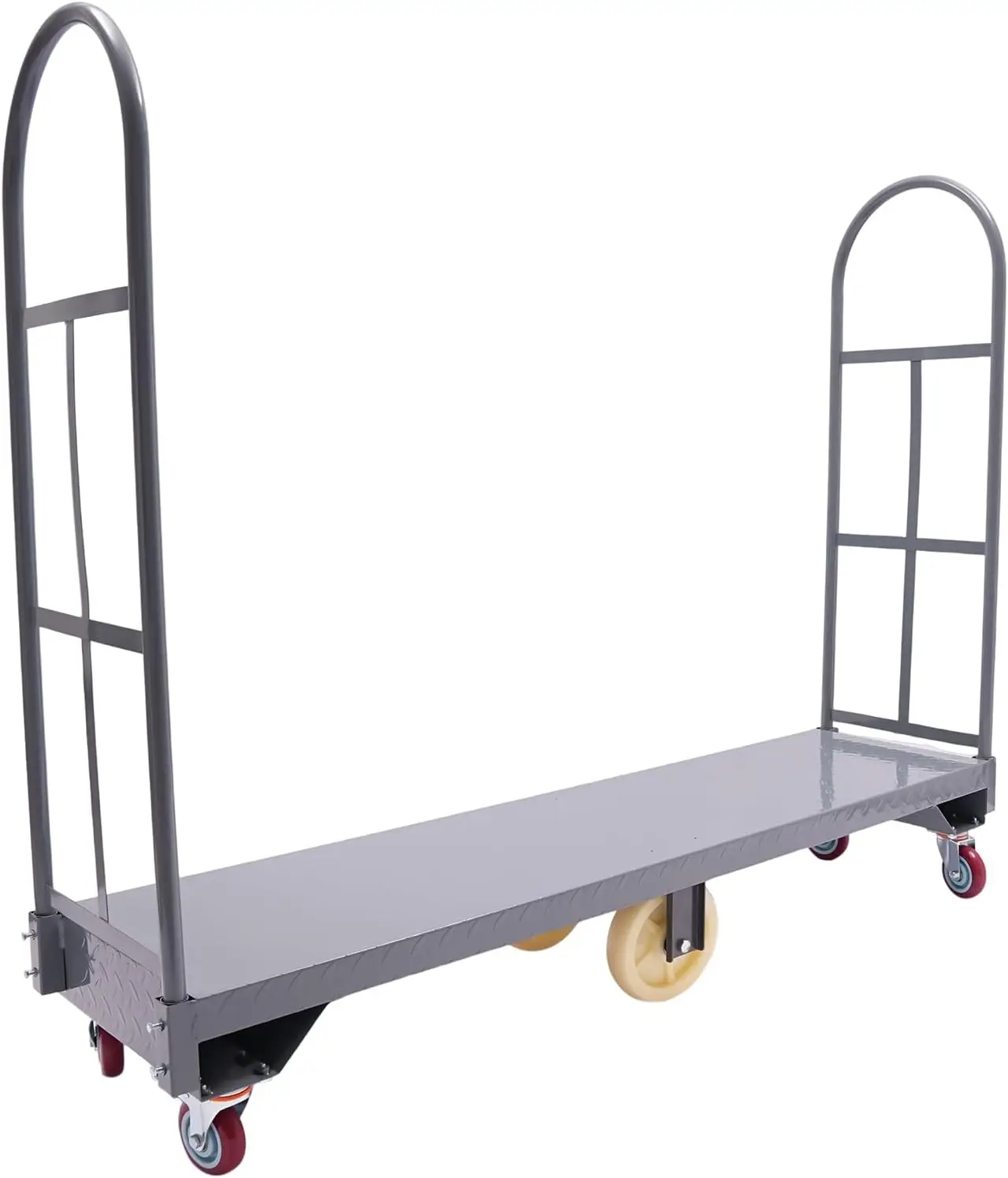 Narrow Aisle U-Boat Platform Truck Dolly 16 X 65 Inch U-Boat Steel Cart 2000 Lbs. Capacity Heavy Duty Utility Cart With