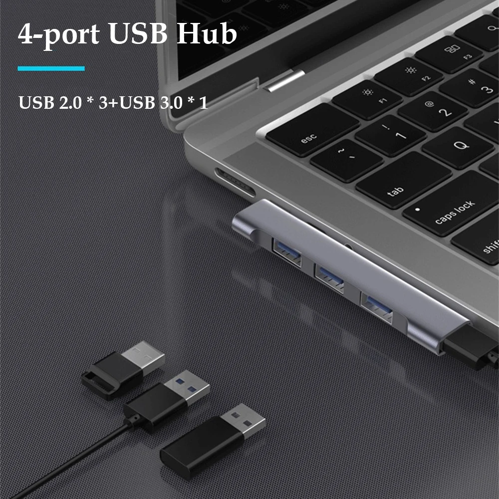 4 منافذ USB 3.0 Hub USB Hub عالي السرعة من النوع c الفاصل 5Gbps لملحقات جهاز الكمبيوتر متعدد المنافذ HUB 4 منافذ USB 3.0 2.0 #4