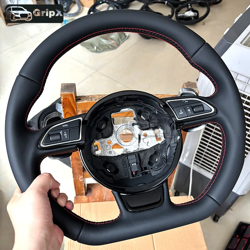 

For Audi S Logo A3 8V 8Y A4 B8 B9 leather Full punch half Full leather double stitching，Assembly with buttons and shift paddles