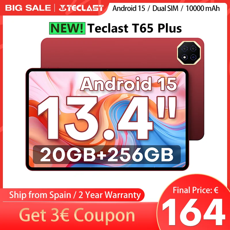 ?Nouveau? 2025 Teclast T65 Plus Tablette Android 15 13,4 pouces 8 c?urs Mediatek Helio G99 (Expansion 8 Go + 12 Go) Max. 20 Go Ram 256 Go Rom 10000 Mah Batterie Dual Sim 4g Lte 1920X1200 Gps Widevine L1 pour Netflix ?Nouveau? 2025 Teclast T65 Plus Tablette Android 15 13,4 pouces 8 c?urs Mediatek Helio G99 (Expansion 8 Go + 12 Go) Max. 20 Go Ram 256 Go Rom 10000 Mah Batterie Dual Sim 4g Lte 1920X1200 Gps Widevine L1 pour Netflix