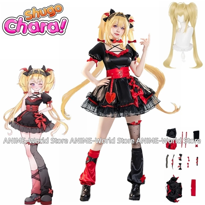 

Anime Shugo Chara Tsukiyomi Utau Little Devil Hot Girl Outfit Lovely Dress Cosplay Costume Halloween Party Suit Women Wig