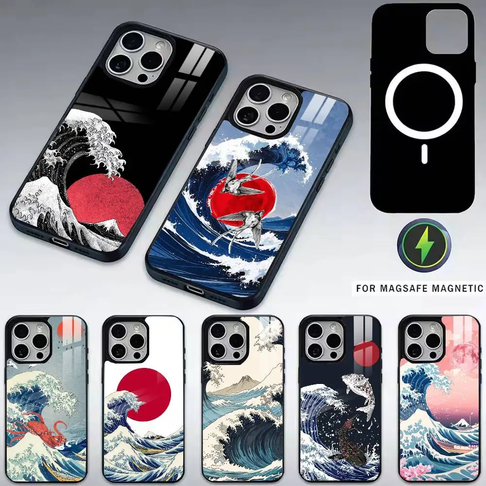 

Kanagawa Great Wave-e Phone Case For iPhone17,16,15,14,13,12,11 Plus,Pro Magnetic with Magsafe Wireless Charging