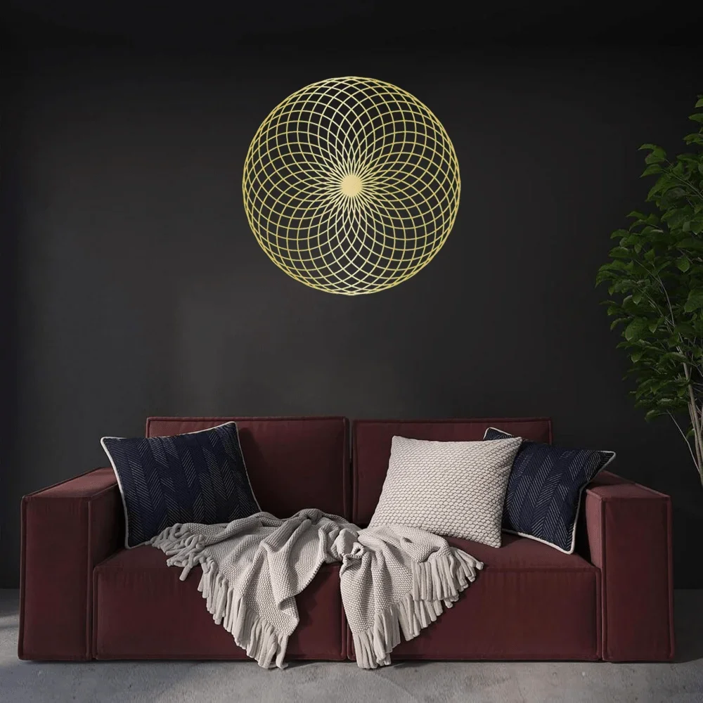 Metaliczne kreacje ścienne Mystic Yantra Wall Art Święta geometria Mandala Pierścień Dekoracja Medytacja Rzeźby Dusza salon Prezenty — zdjęcie 7