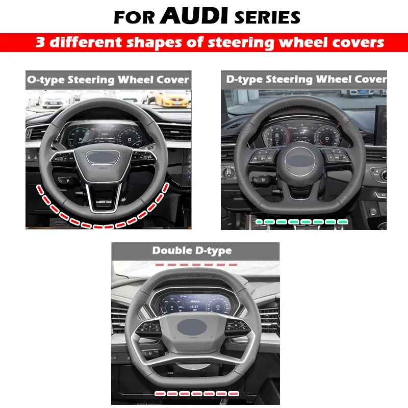 Car Steering Wheel Cover Anti Slip Special for Audi A3 A4 A5 A6 A7 A8 Q3 Q4 E-tron Q5 Etron Q7 Q8 Interior Protect Accessories