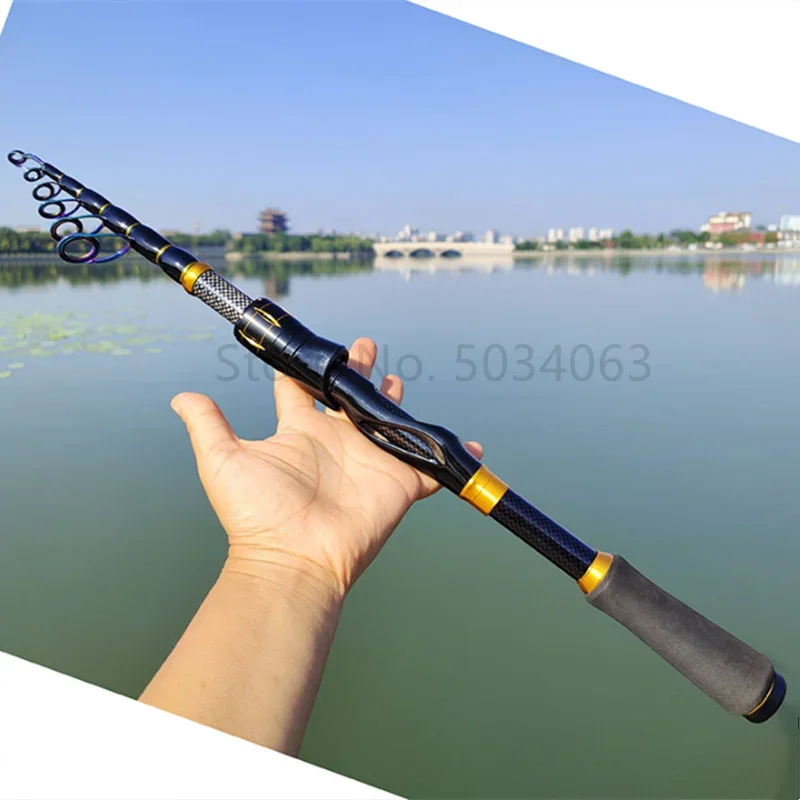 

Portable Retractable Carbon Fishing Handle Straight Handle Two Wheel Base Multi-Water Area Applicable Transport