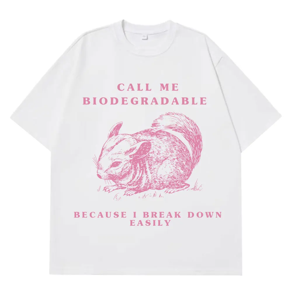 Camiseta con meme divertido de Chinchilla para hombre y mujer, camisetas estéticas de tendencia, camisetas Harajuku informales holgadas de manga corta de verano de algodón