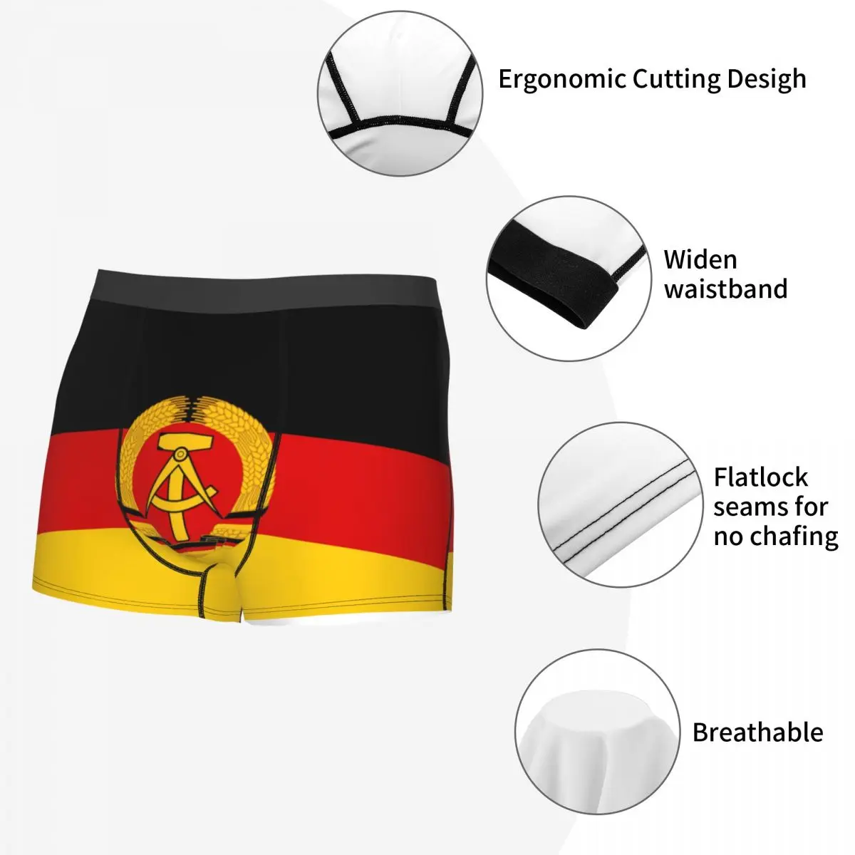 Custom DDR Flag Underwear Men Print Boxer Shorts Panties Briefs Breathable Underpants