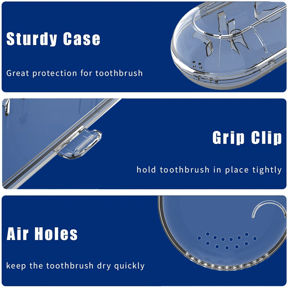 حقيبة سفر لفرشاة الأسنان لفرشاة الأسنان الكهربائية من فيليبس، أورال بي برو وغيرها من فرشاة الأسنان الكهربائية، صندوق نظيف واقٍ لحامل فرشاة الأسنان المحمول