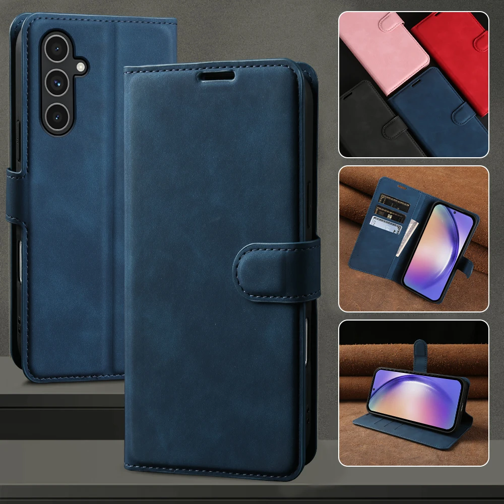 

Leather Flip Case For Samsung Galaxy A55 A17 A26 S26 Plus S25 S24 S23 S22 S21 FE A54 A34 A24 A37 A57 Phone Wallet Case Cover Bag
