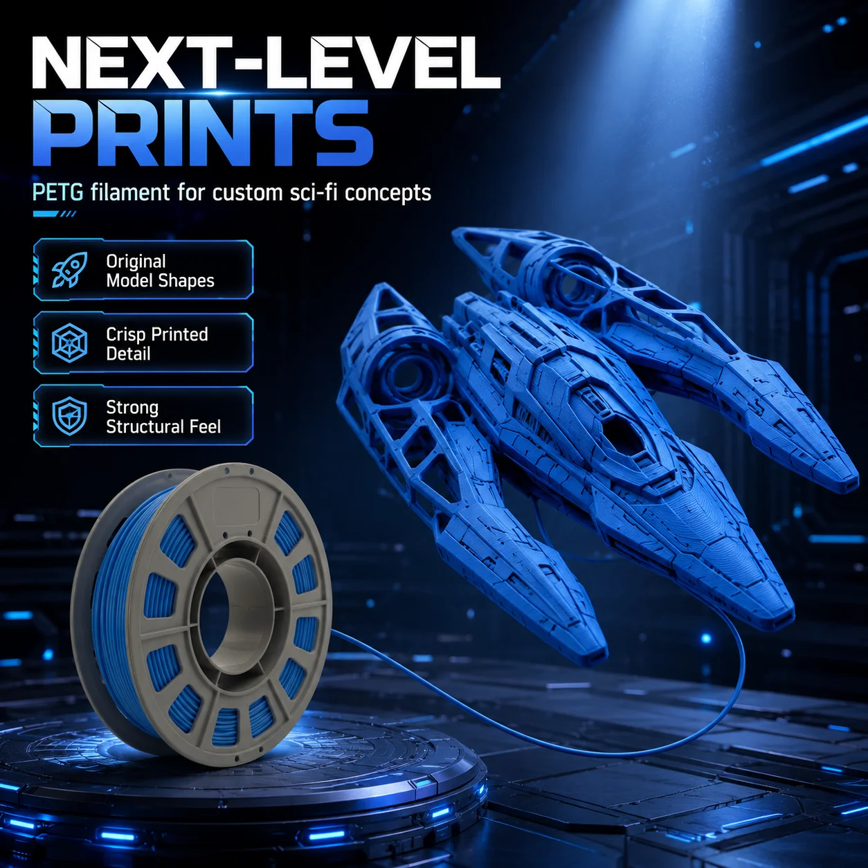 PETG 3D Printer Filament 1.75mm, 300g Compact Spool Cyan, Dimensional Accuracy +/- 0.03mm, Smooth Feeding for FDM Printers
