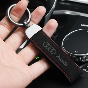 Car keychain with skin metal buckle suitable for Audi A3 A4 A4 B5 B6 B8 A3 8P 8V 8L A5 A6 C6 C5 A1 A7 A8 Q2 Q3 TT Interior Accessories 10 Main Sales Audi Keychain - №4