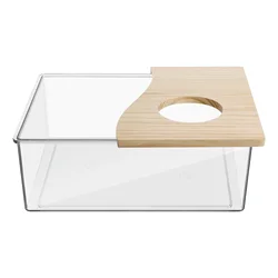 Transparent Hamster Sand Bath Container Acrylic Chinchilla Dust Bath Box  Hamster  Sandbox Chinchilla Bathing House Container