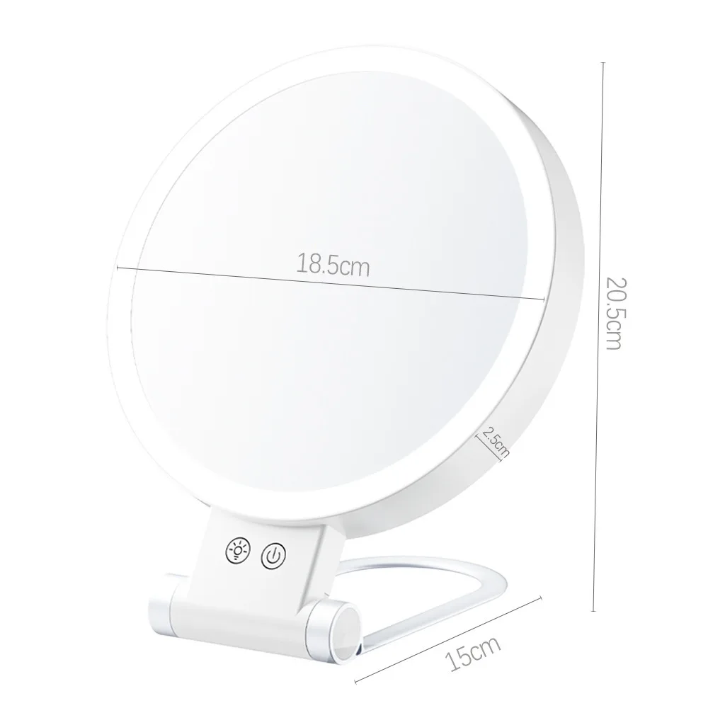 3 kleuren LED-make-upspiegel met touchscreen 5/10x USB oplaadbare dimmende make-upspiegel 3 helderheid draagbaar