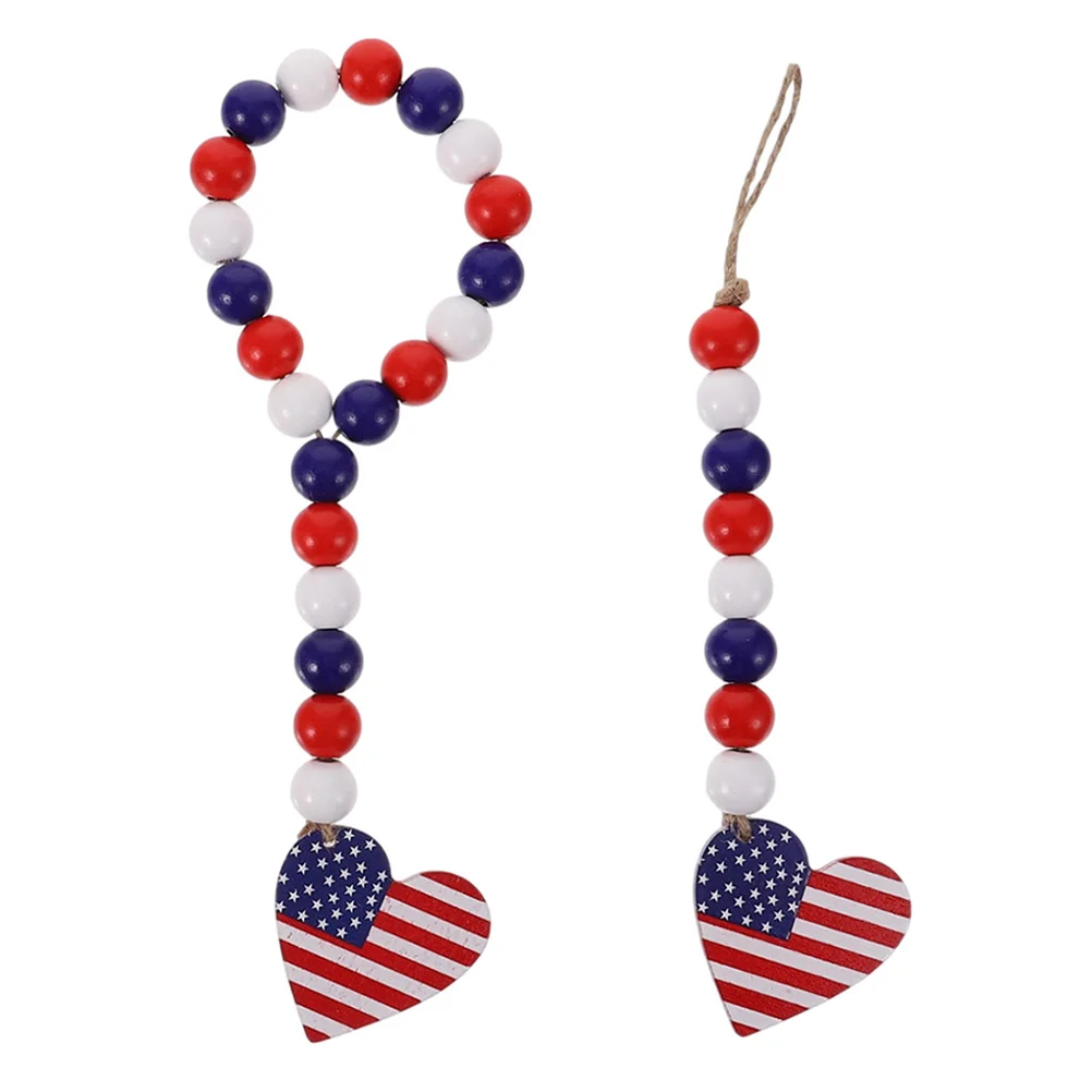 

2 шт., деревянная бусина, гирлянда, декор, кулон в форме сердца, пеньковая веревка, подвесная для украшения стен дома, украшение на День независимости