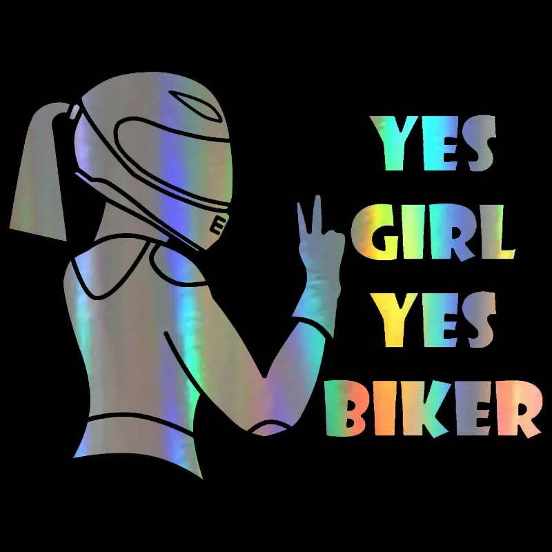 Three Ratels Sticker Motorcycle Car Reflective Stickers Decals Yes Girl Yes Biker Tank Helmet Sticker for Motorbike Car Decals