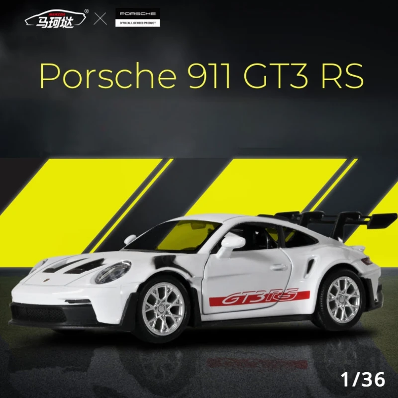 Modèle de mini voiture de course en alliage pour enfants, 1:36, Porsche 911 GT3 RS, jouet en métal moulé sous pression, collection de simulation de sport, dos côtelé, cadeaux pour enfants