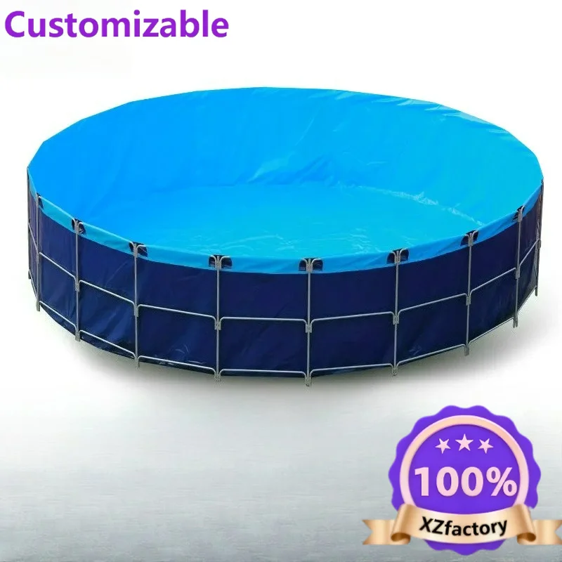Factory Direct 2026 Fish pond Outdoor assembly Large courtyard Plastic Koi canvas fish Round bracket Folding
