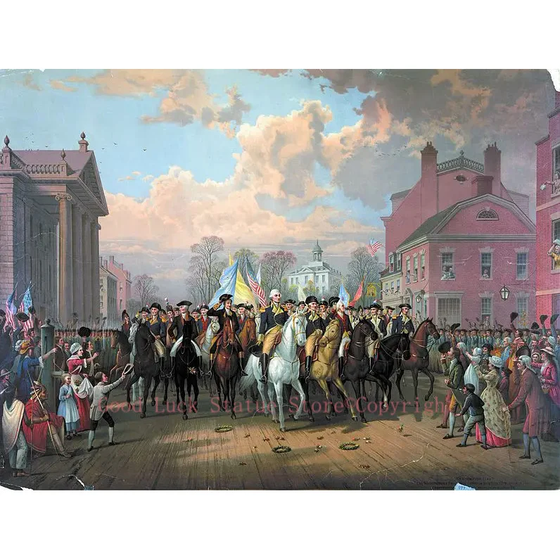 

wholesale oil painting # Washington enters New York in triumph following the British evacuation of America print painting