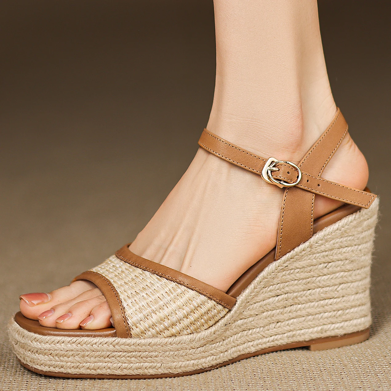 EAGSITY women's wedges sandals pumps espadrilles shoes ankle strap open toe sandals high heel shoes party casual