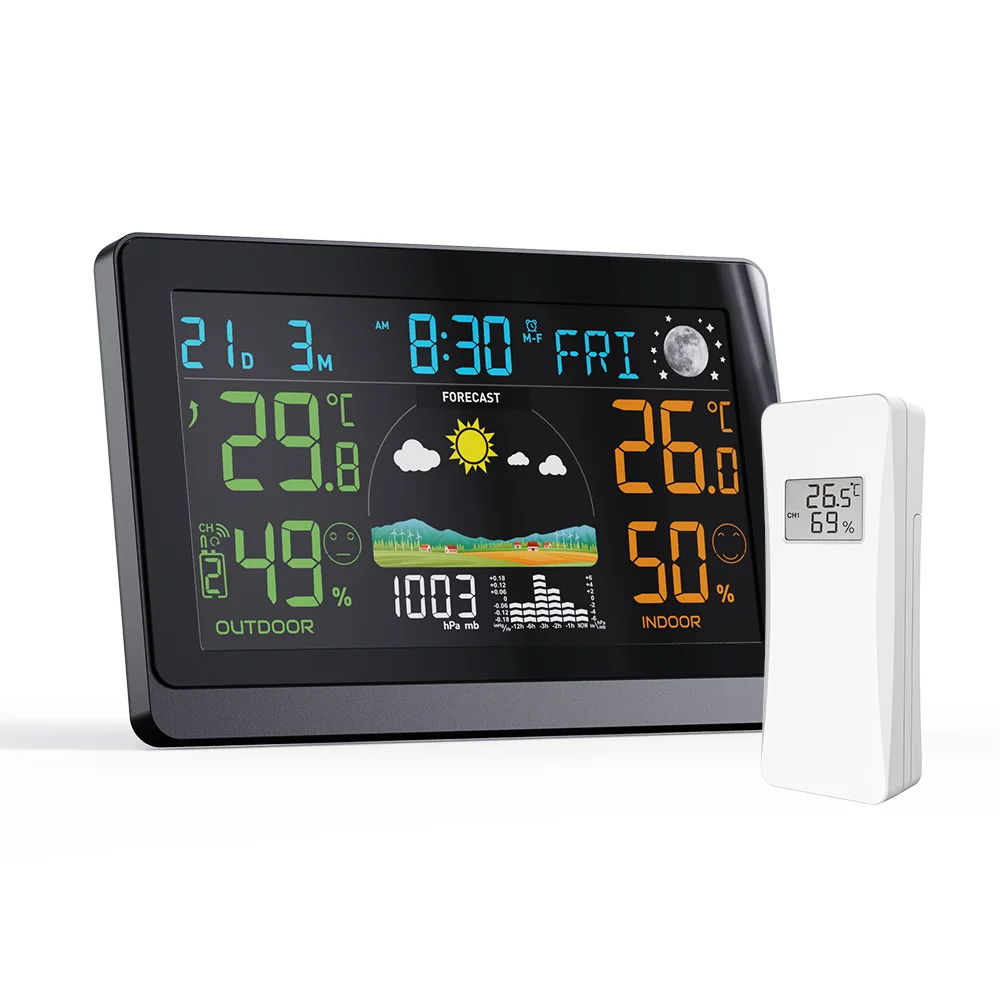 2026 new cross-border ultra-thin color screen weather station