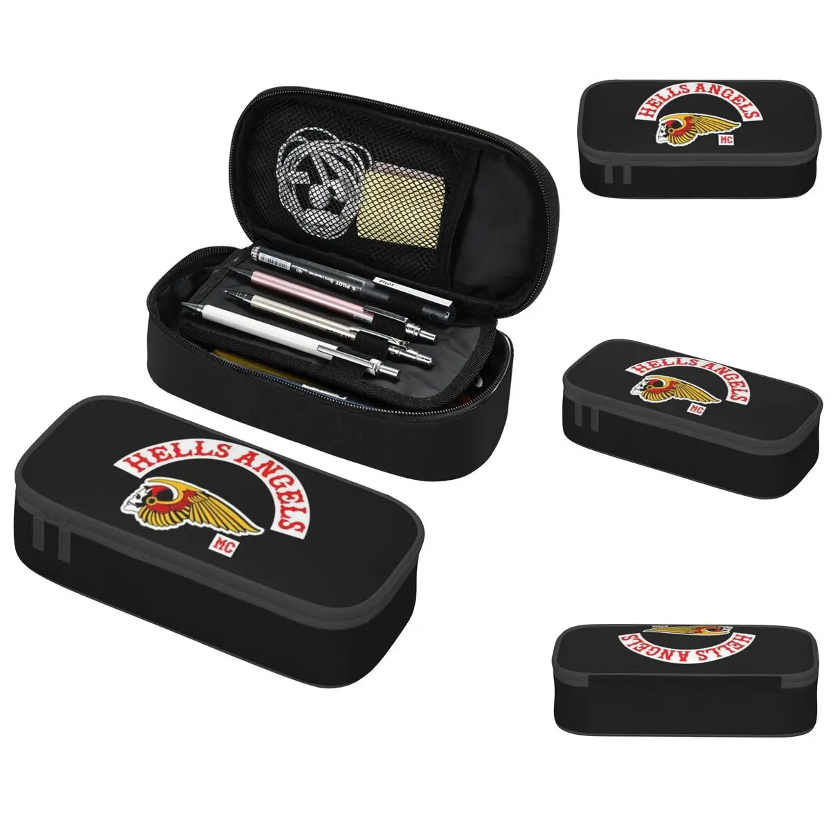 Hells Angels Logo Pencil Cases Large Storage Pen Bags Pen Box Pencil Pouch For Boys Girls Students Stationery School Office