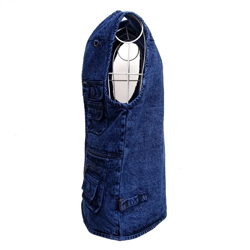 New 2024 male More than pure cotton pocket Increase in the spring and autumn Denim vest Outdoor Photography Fishing Overalls